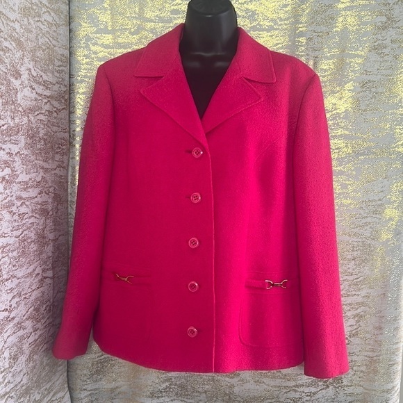 Vintage RARE Hot Pink Auckie Sanft Pure Virgin Wool Coat - Picture 2 of 16